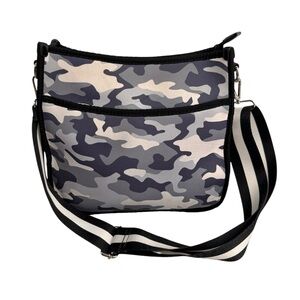 JEN & CO Neoprene Gray And White Camo Bag Adj. Guitar Strap Cross body Retro
